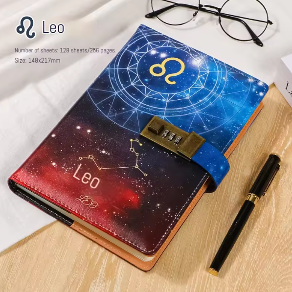 A5 Password Diary with Lock Zodiac Notebook Ideal Birthday Gift