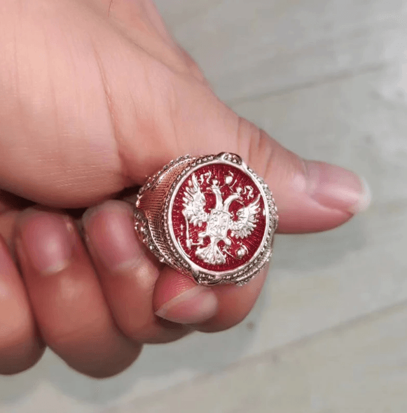 Fashion Domineering Three Dimensional Engraving Double Headed Eagle Ring