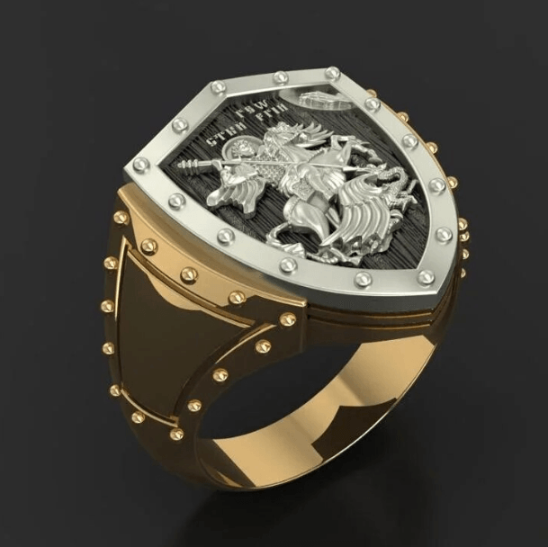 Gothic Punk Knights Templar George The Victorious Masonic Ring
