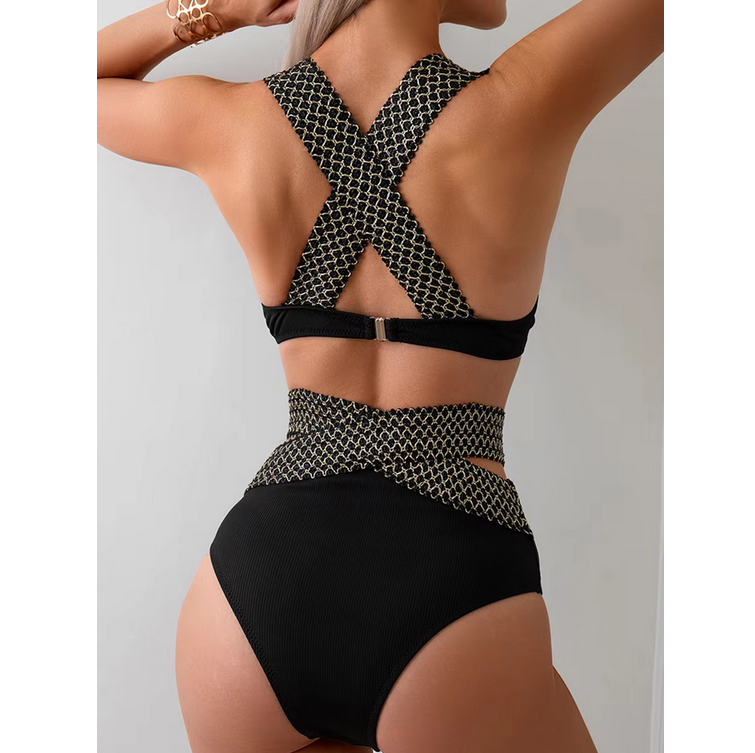 Push Up Cross Hollow Out Two Piece Bikini Women