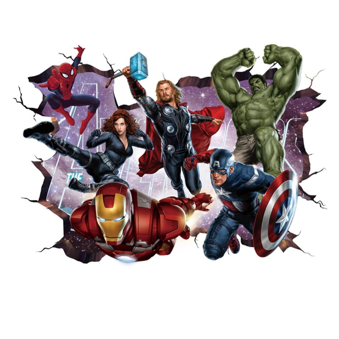 3D Avengers Wall Stickers Living Room Bedroom - DUGO