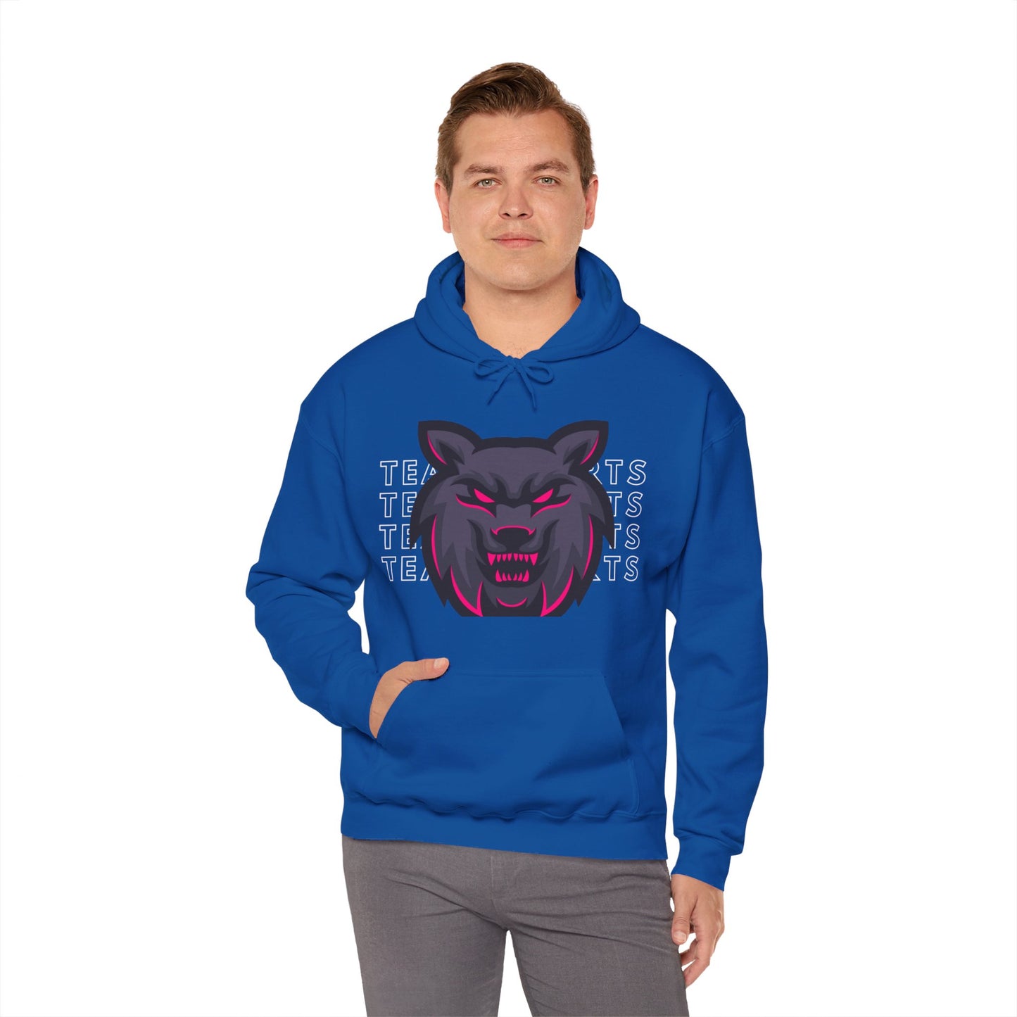 Team Sports Wolf Head Hooded Sweatshirt - DUGO