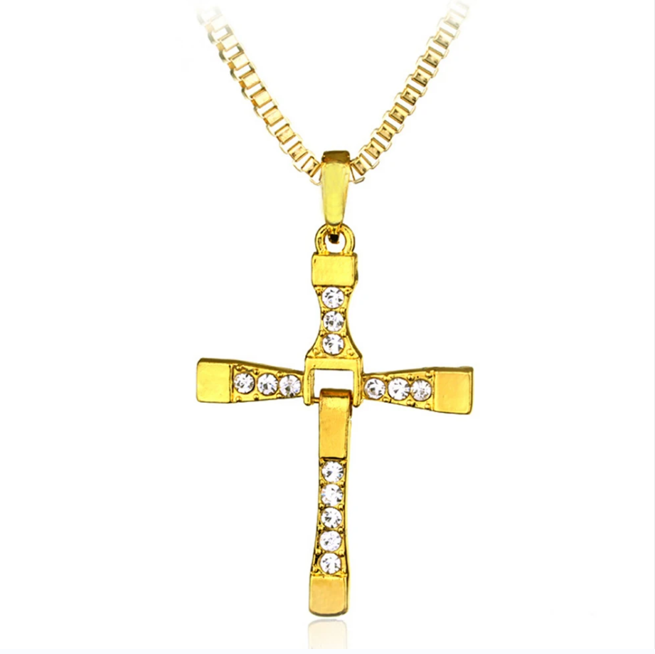 Necklace Men Crystal Jesus Classic Rhinestone - DUGO