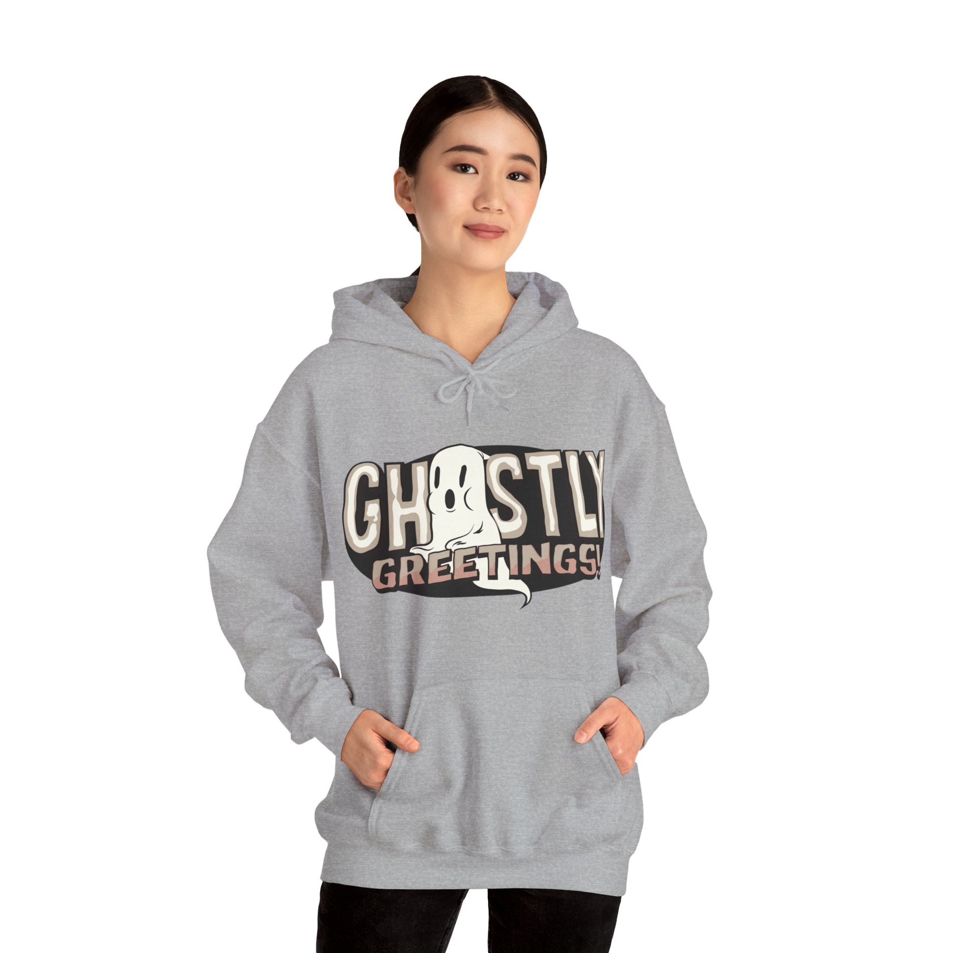 Ghostly Greetings Funny Hooded Sweatshirt - DUGO