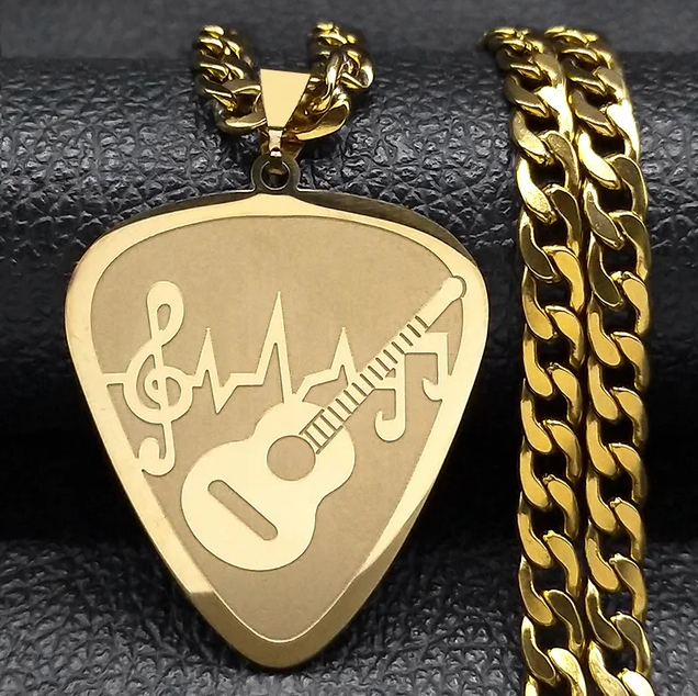 Necklace Stainless Steel Gold Plated Music Lovers - DUGO