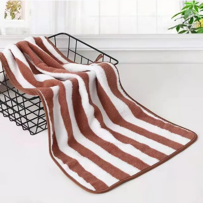 Simple Stripes Absorbent Quick Drying Bath Towel Sets Soft Adults