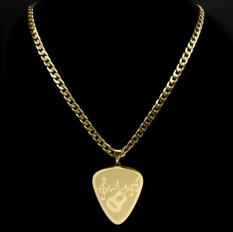 Necklace Stainless Steel Gold Plated Music Lovers - DUGO