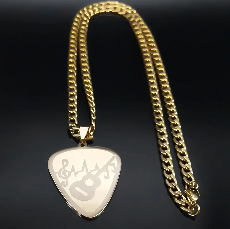 Necklace Stainless Steel Gold Plated Music Lovers - DUGO