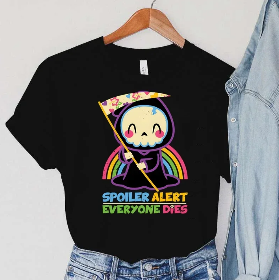 Tshirts Skull Women Cartoon Rainbow