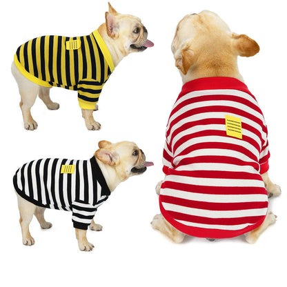 Law Fighting Fall Winter Coat Dog Clothes Striped Bullfighting Sweater