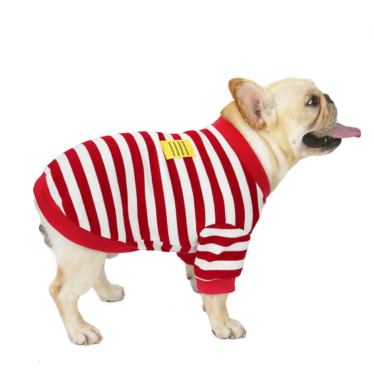 Law Fighting Fall Winter Coat Dog Clothes Striped Bullfighting Sweater