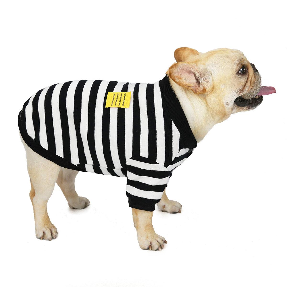 Law Fighting Fall Winter Coat Dog Clothes Striped Bullfighting Sweater