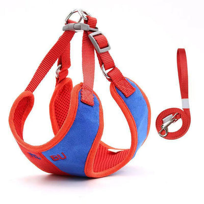 Pet Chest Harness Suede Soft Vest Style Dog Leash