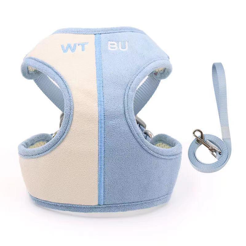 Pet Chest Harness Suede Soft Vest Style Dog Leash