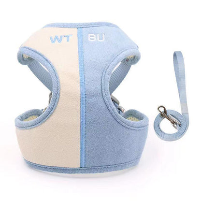 Pet Chest Harness Suede Soft Vest Style Dog Leash