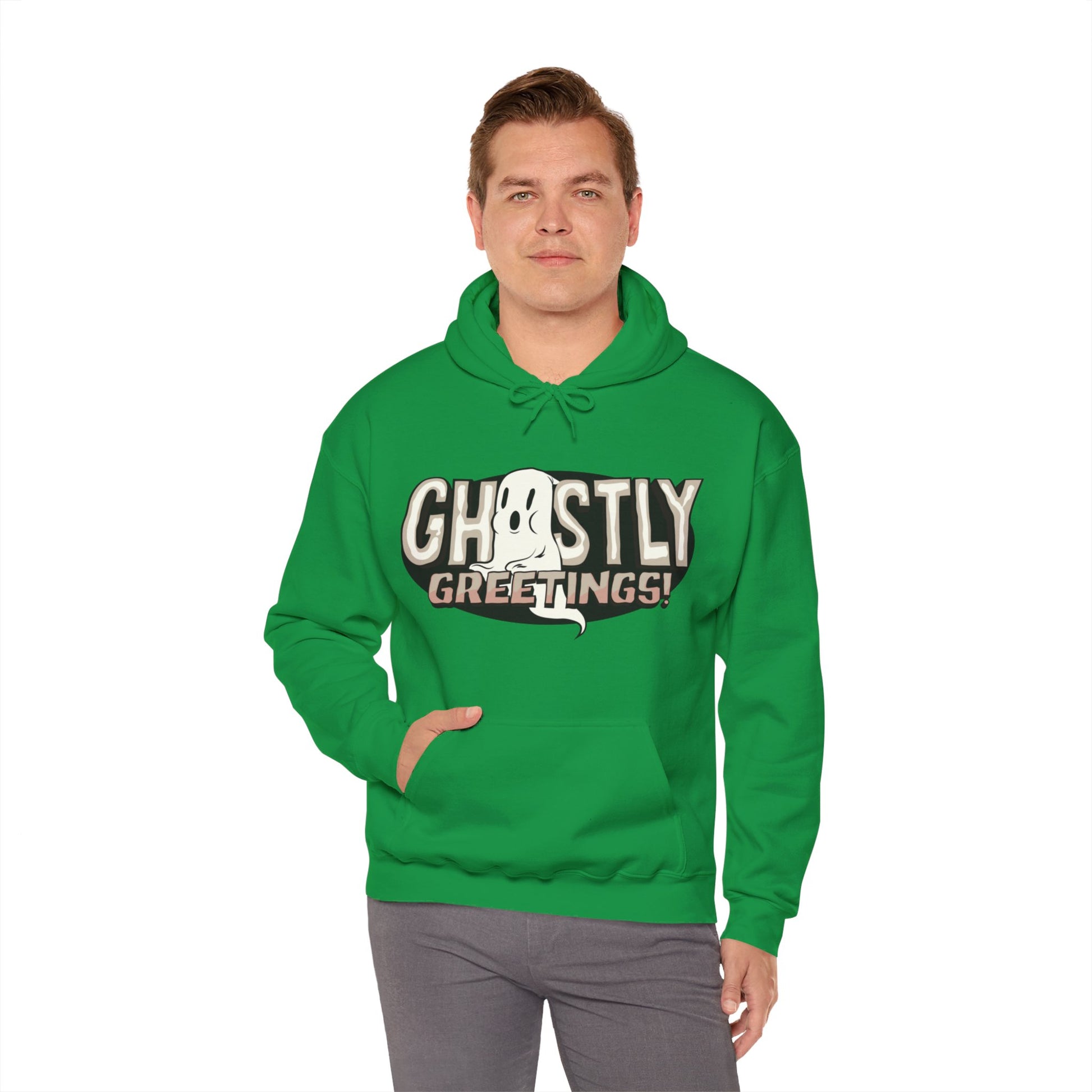 Ghostly Greetings Funny Hooded Sweatshirt - DUGO