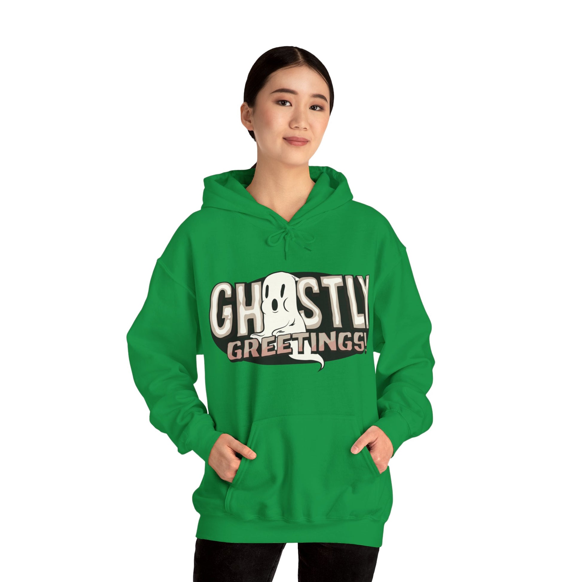 Ghostly Greetings Funny Hooded Sweatshirt - DUGO