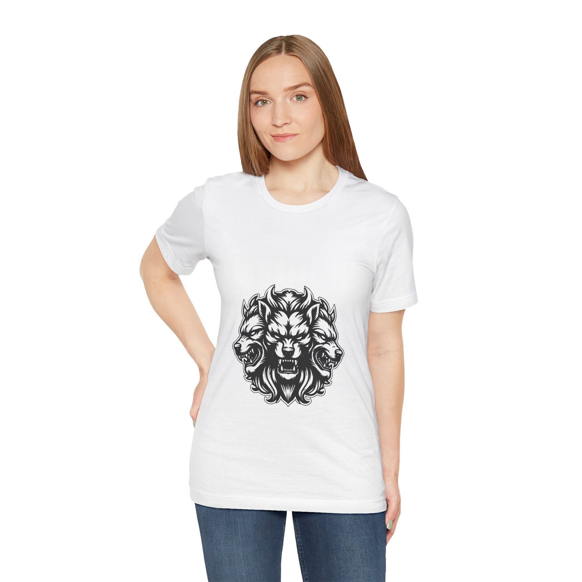 Tshirt Printed Picture 3 Headed Wolf - DUGO