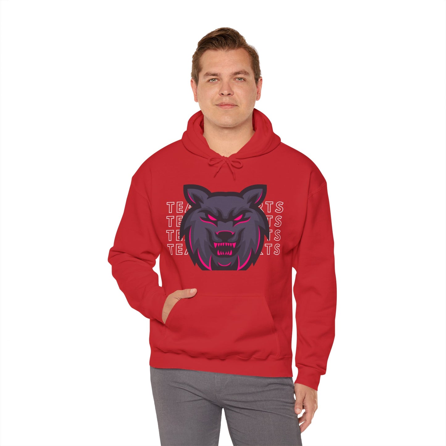 Team Sports Wolf Head Hooded Sweatshirt - DUGO