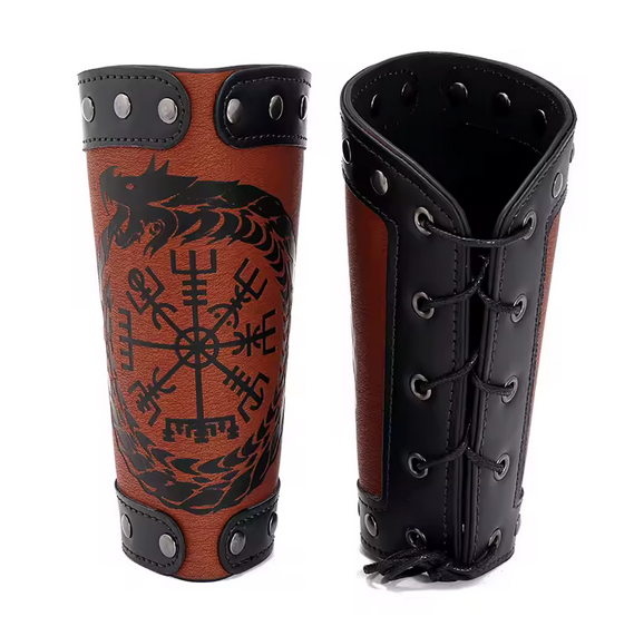 Odin Symbol Of Runes Wide Bangle Nordic Viking Compass Punk Dragon Head Leather Bracelet
