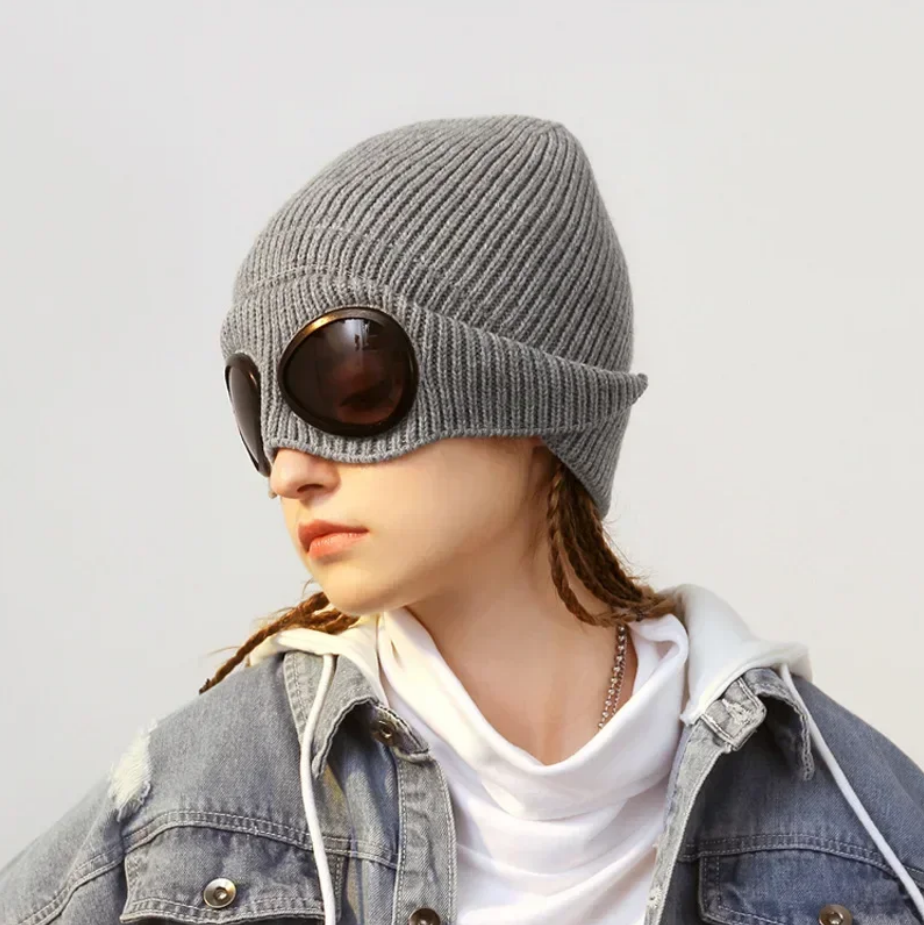 Brimless Hat With Goggles For Men And Women In Winter