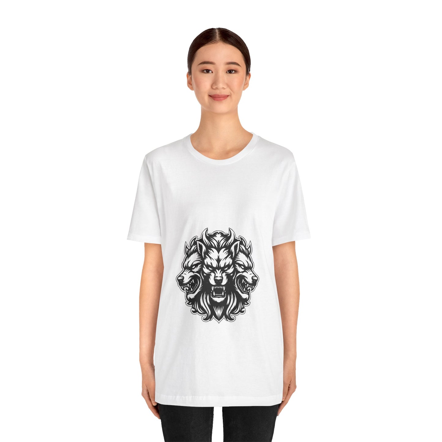 Tshirt Printed Picture 3 Headed Wolf - DUGO