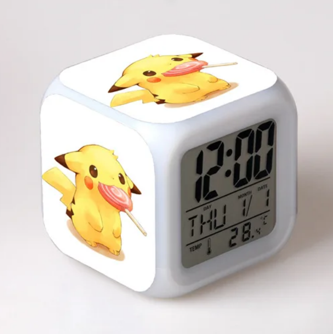 Anime Pikachu Luminous LED Colorful Flash Alarm Clock