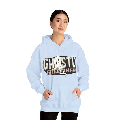 Ghostly Greetings Funny Hooded Sweatshirt - DUGO