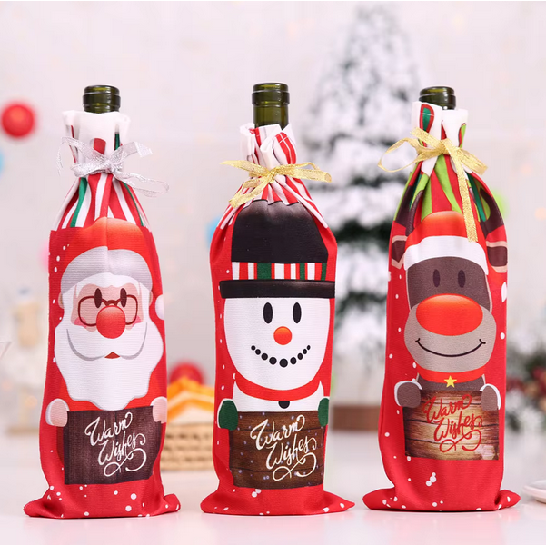 Christmas Printed Wine Bottle Bag