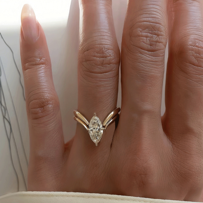 Ring Set with Marquise Cut Moissanite Minimalist Open Design For Timeless Elegance And Versatile Style