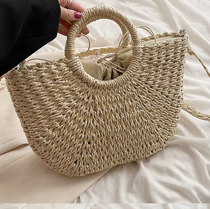 Straw Woven Handbags For Women Handmade Travel Seaside Beach