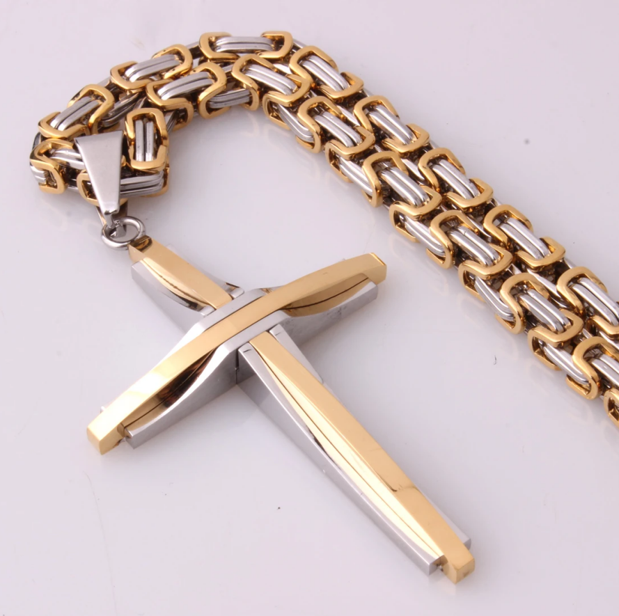 Fashion Jewelry Necklace Mens Chain Stainless Steel Byzantine - DUGO