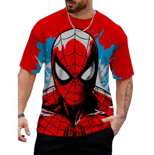 Men Tshirt Personality Casual Marvel Spider Man Print Hip Hop Fashion