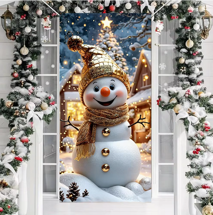 Christmas Snowman Door Cover Banner Christmas Decorations For Home