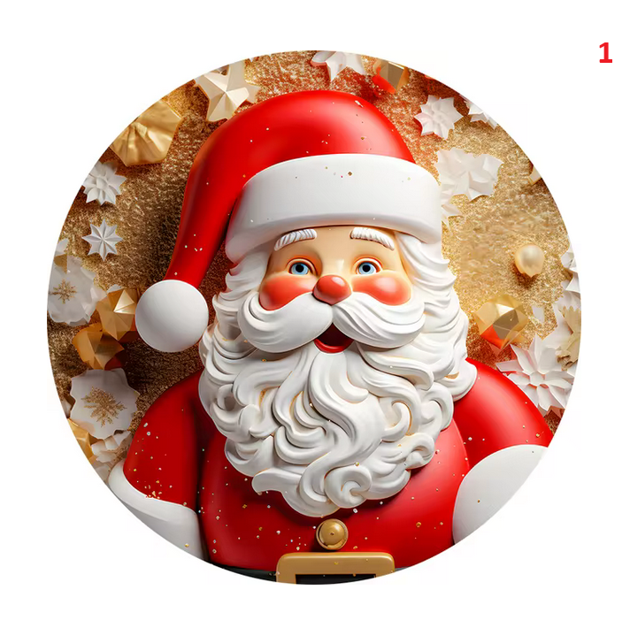 Round Acrylic Santa Claus Hanging Decorative Plaque Christmas Gifts Wall Decoration