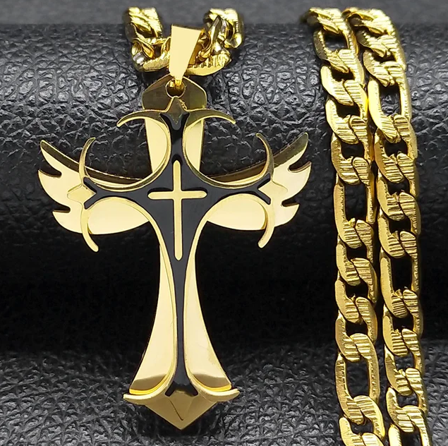 Pendant Necklace For Men Hip Hop Stainless Steel Crucifix - DUGO