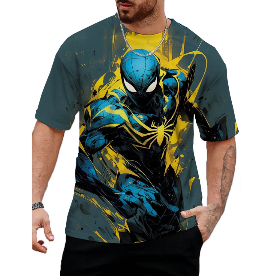 Men Tshirt Personality Casual Marvel Spider Man