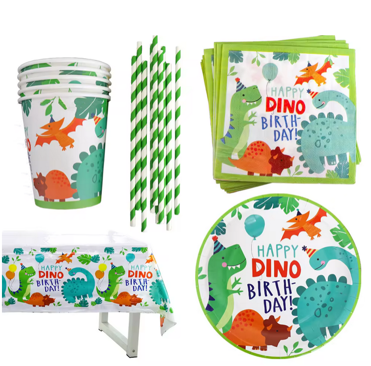 Dinosaur Party Supplies Set Paper Plates Nakpins Cups Disposable Tableware