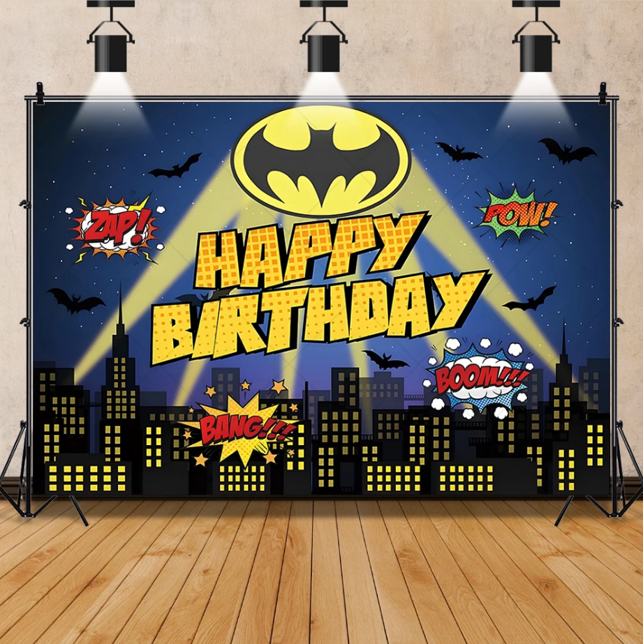 Marvel Batman Custom Background Boy Children Birthday Party Decoration