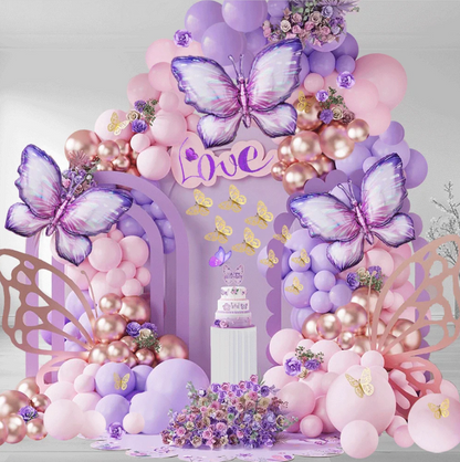 Purple Butterfly Balloons Garland Arch Set Decoration