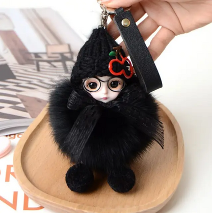 Eye Glass Doll Cute Pompom Keychain Car Key Ring