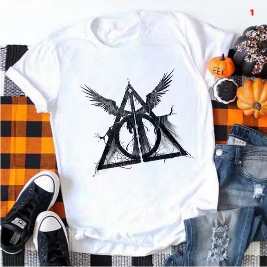 Deathly Hallows Graphic Women Tee Casual Summer Fashion Top