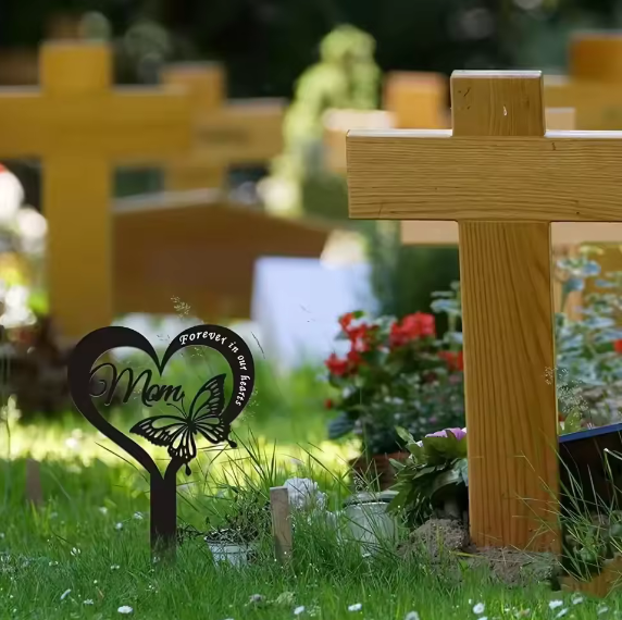 Butterfly Grave Marker for Dad Waterproof Metal Cemetery Memorial Decor