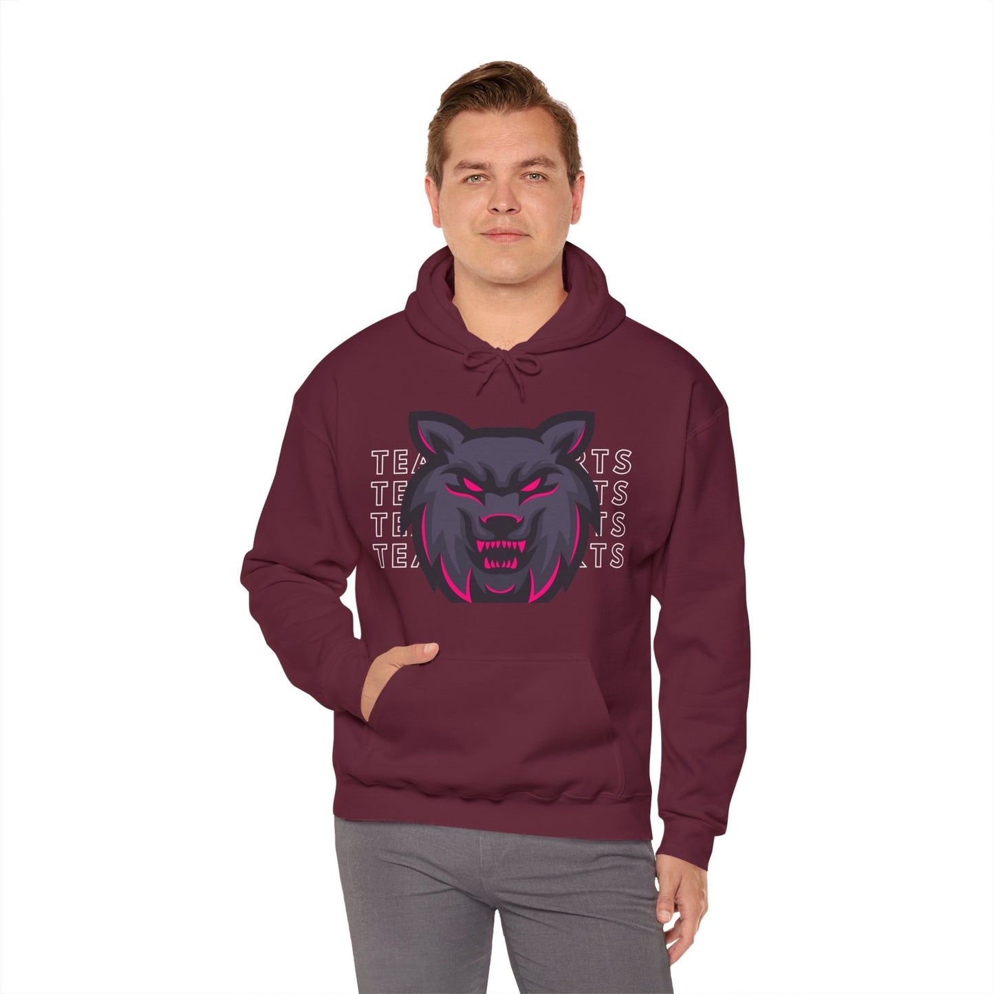 Team Sports Wolf Head Hooded Sweatshirt - DUGO