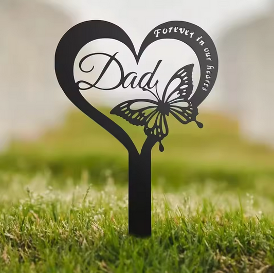 Butterfly Grave Marker for Dad Waterproof Metal Cemetery Memorial Decor