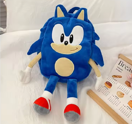 Sonic Backpack Game Anime Plushie Travel Bag Cartoon Soft Plush Kids Schoolbag