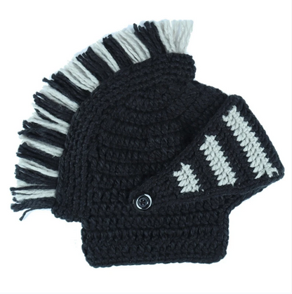 Funny Chunky Knit Roman Knight Helmet Hat Contrast Color