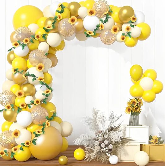 Matte Yellow And Gold Latex Balloons