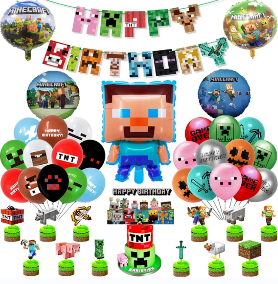 Green Game Boys And Girls Birthday Party Decoration Set