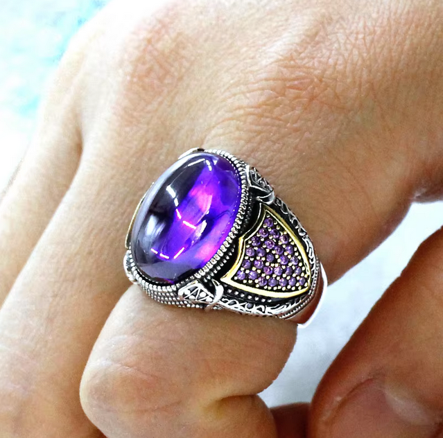 Shiny Purple Zirconium Handmade Ring Fashion